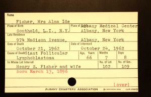 Ide, Alma (Fisher) - Menands Cemetery Burial Card Ide, Alma (Fisher) - Menands Cemetery Burial Card