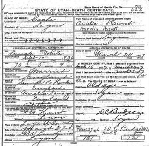 Hawkins, Aurilia Death Cert