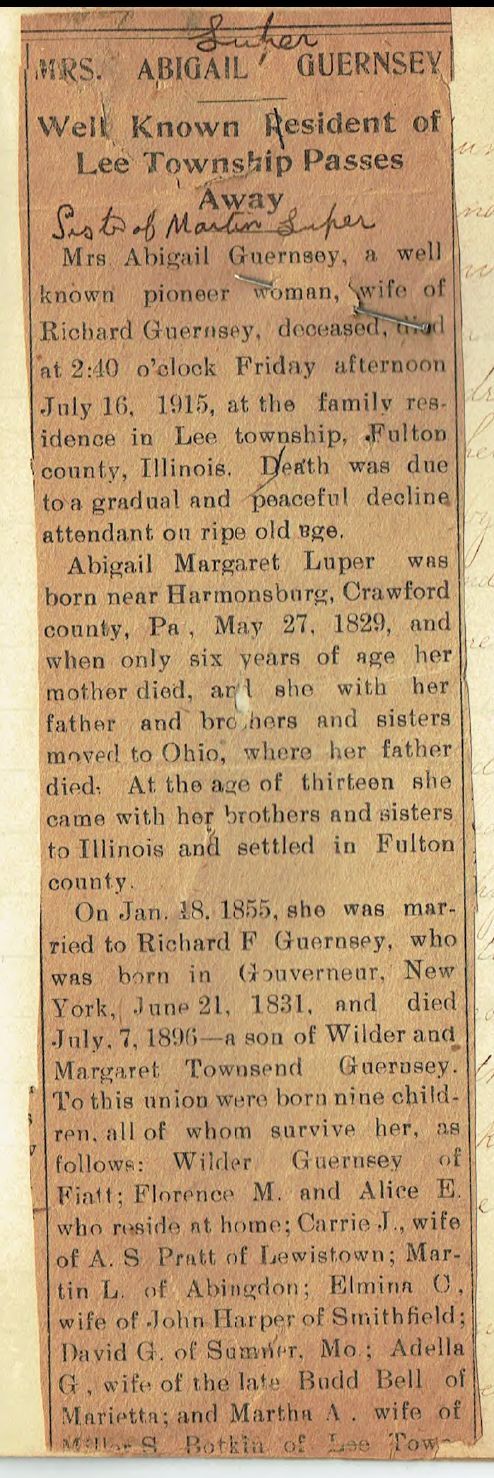 Luper, M. Abigail (Guernsey) - Obit Luper, M. Abigail (Guernsey) - Obit