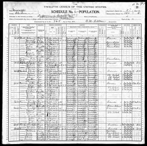 Census 1900 Beat 1, Claiborne, Mississippi Year: 1900; Census Place: Beat 1, Claiborne, Mississippi; Page: 5; Enumeration District: 0154; FHL microfilm: 1240804 Census 1900 Beat 1, Claiborne, Mississippi Year: 1900; Census Place: Beat 1, Claiborne, Mississippi; Page: 5; Enumeration District: 0154; FHL microfilm: 1240804
